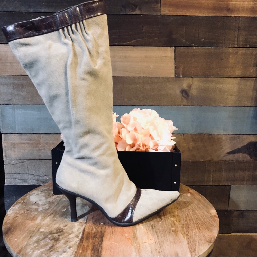Kenneth Cole Leather Pointed Toe Knee Boot Sz 7.5